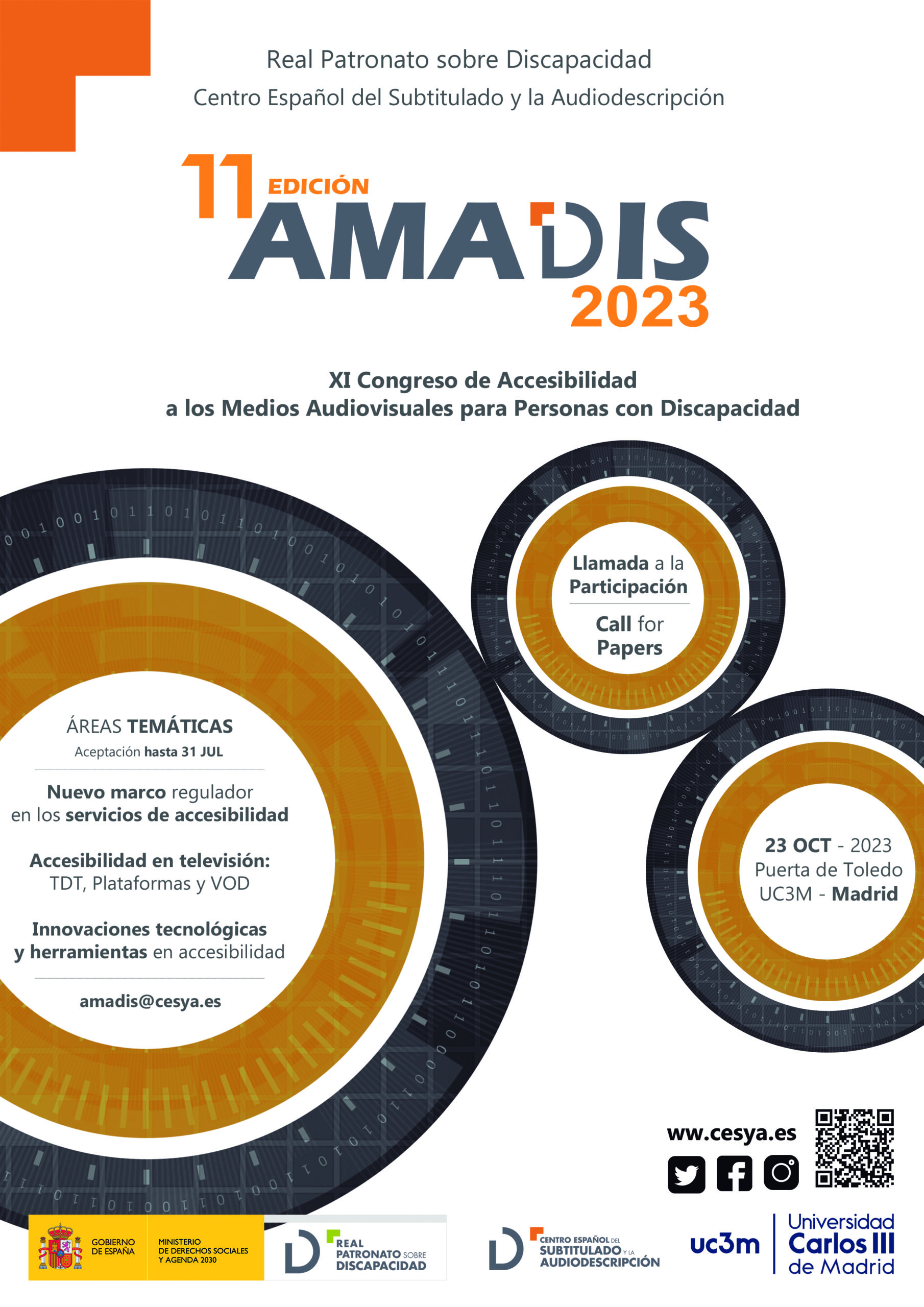 Cartel de llamada a la participación para la 11ª Edición del Congreso AMADIS 2023